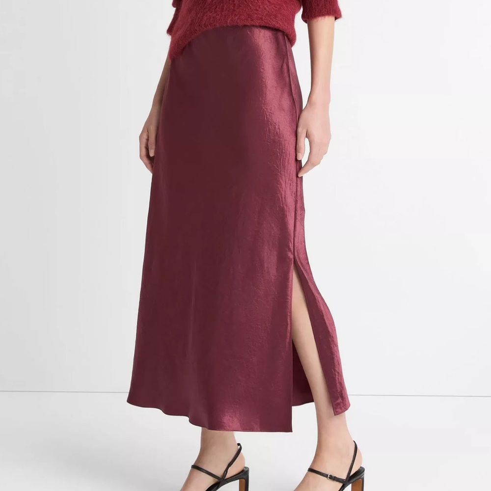 NWT Vince Side Slit Slip Skirt in Bordeaux